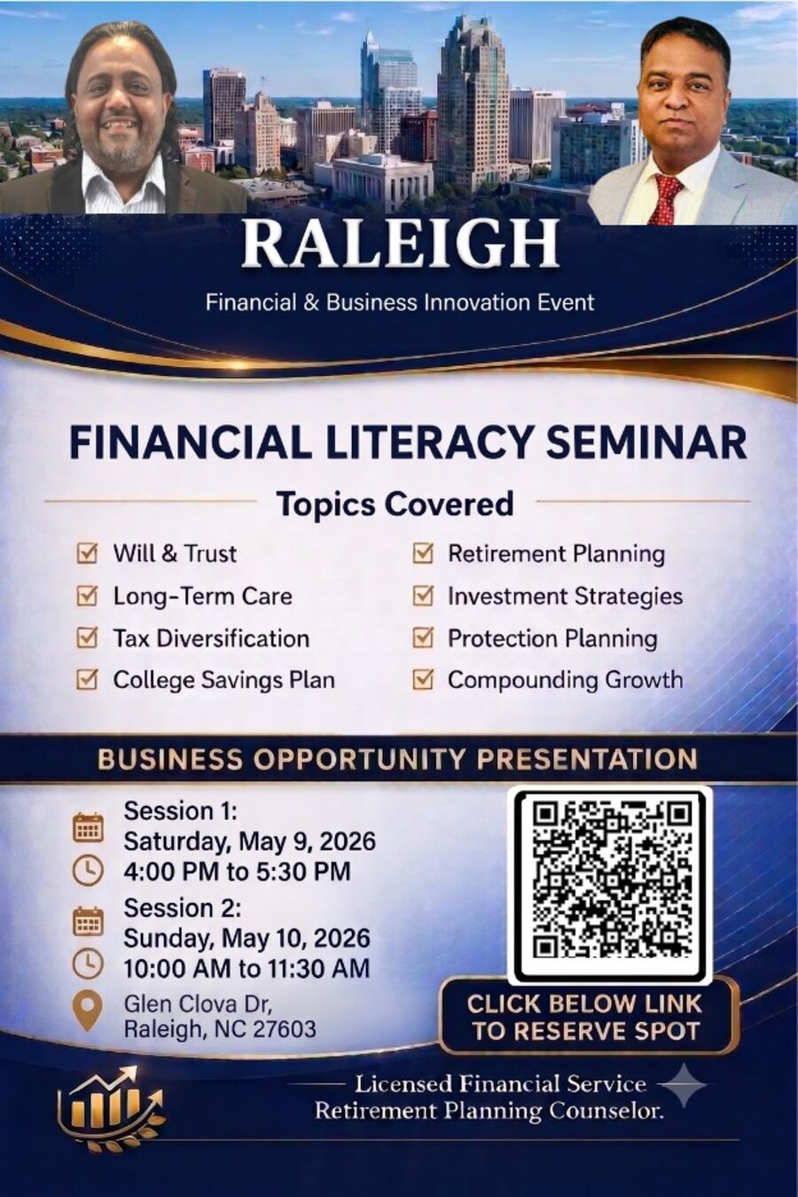 Raleigh Financial Literacy Seminar flyer